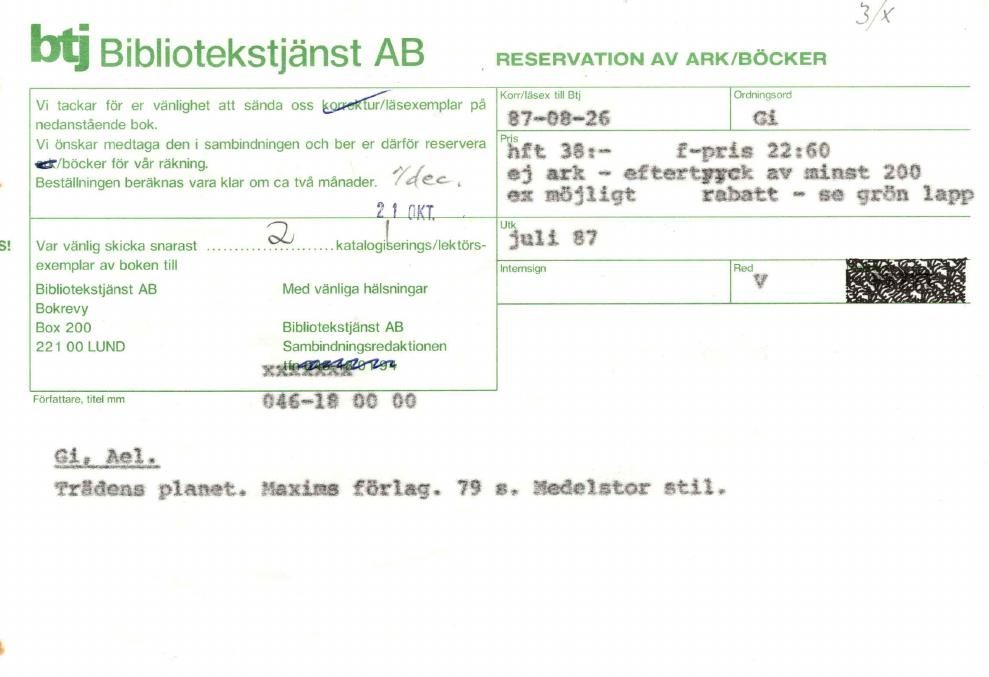 Rezervácia knihy Trädens planet v Bibliotekstjänst