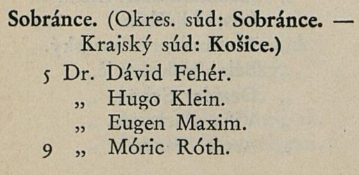 List of bar members, Sobrance 1933